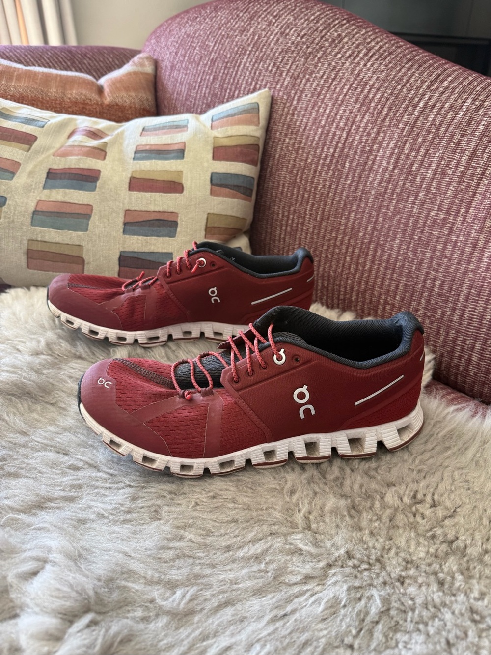 On Running Womenโs Athletic Shoes - Brick Red with White Sole